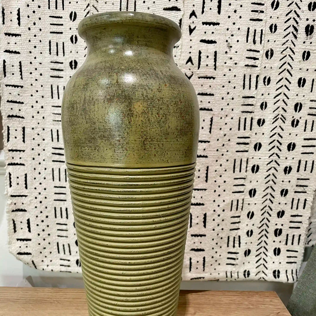 Green Ridged Vase