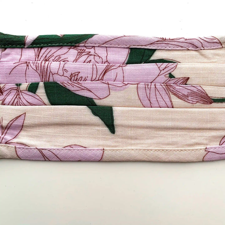 Pleated Face Mask-Pink Flower
