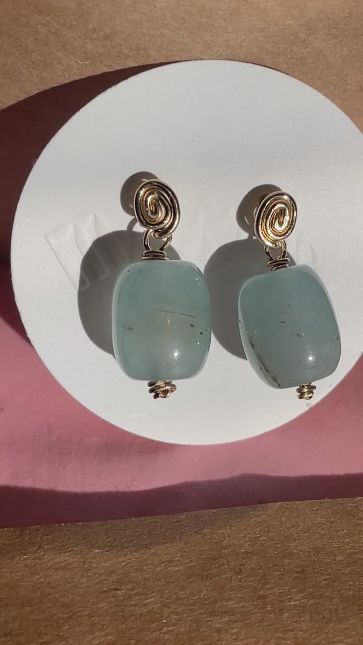 Inward earrings- Aquamarine