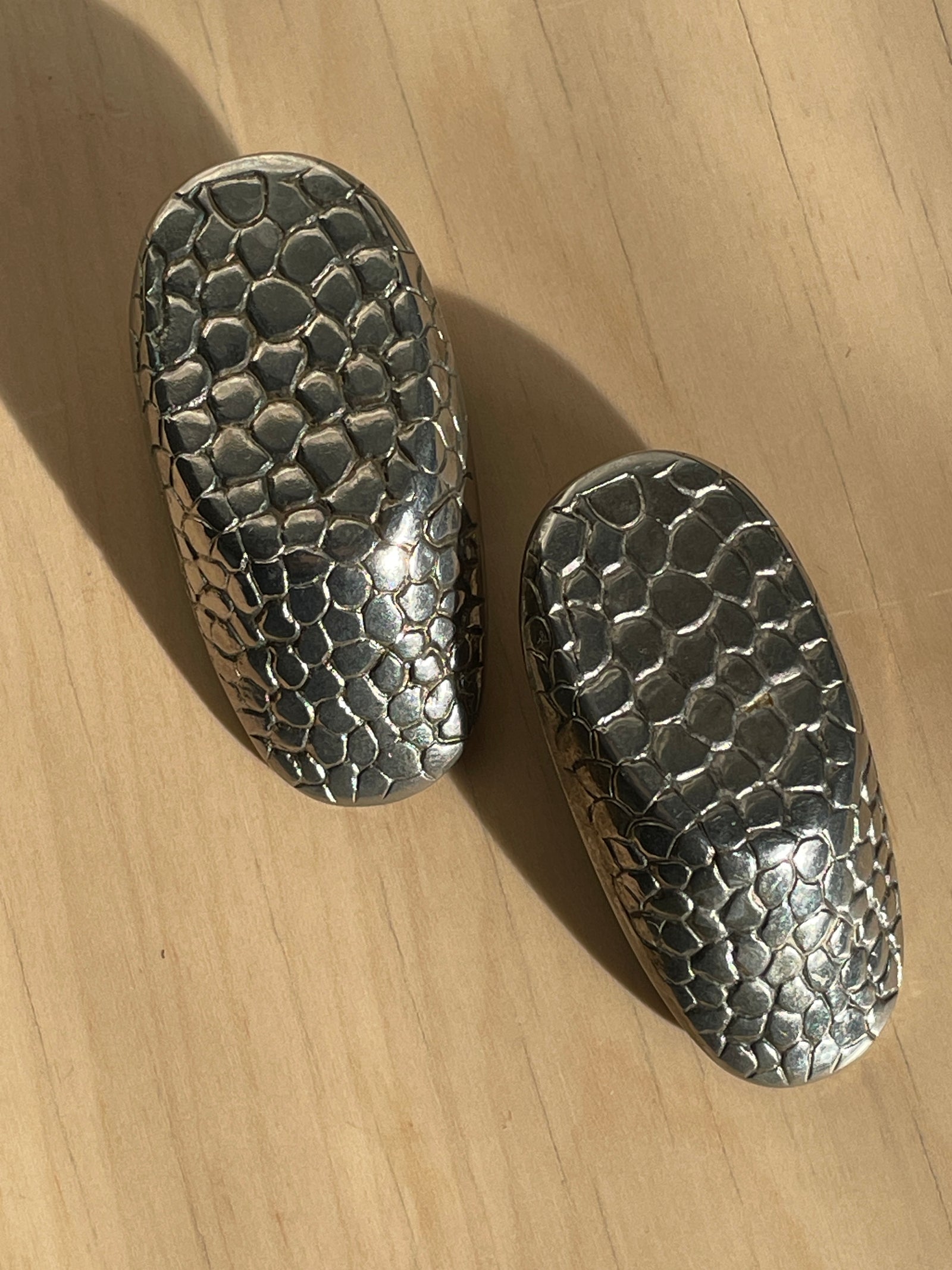 Vintage Reptile Textured Sculptural Statement Pair