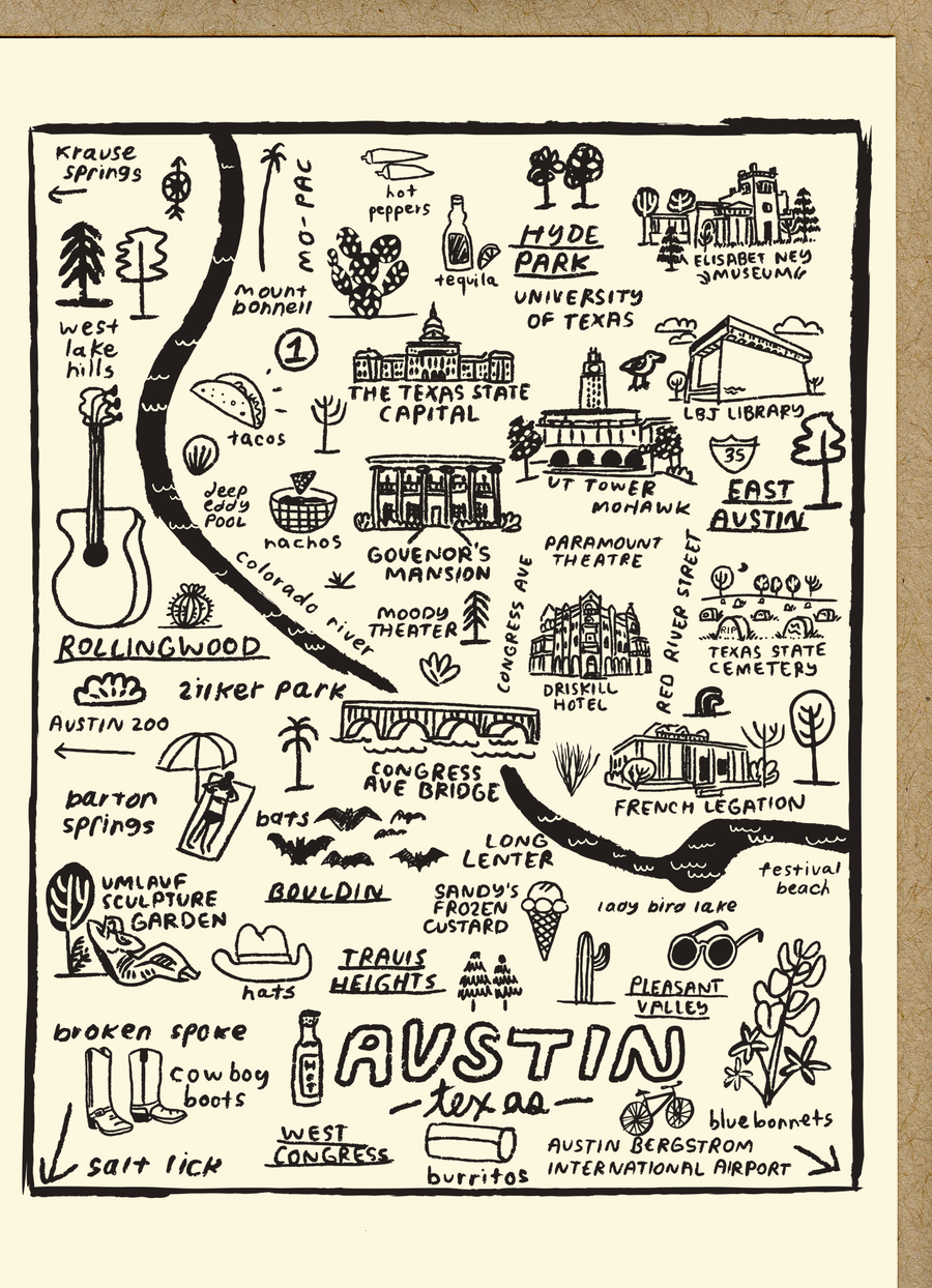 Austin Map Card -People I've Loved 