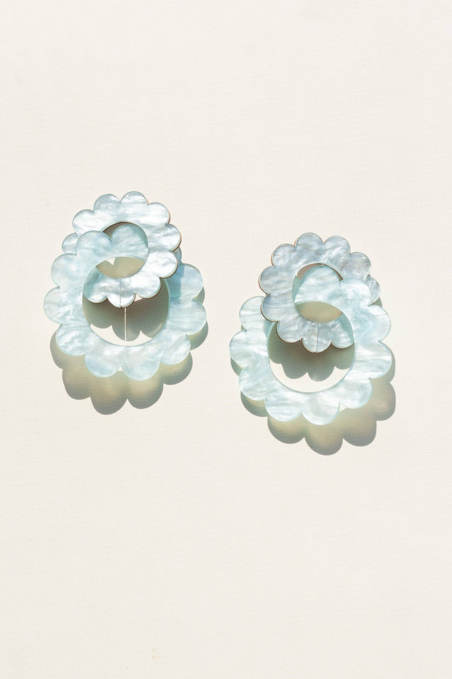 Icy Blue Interlocking Flower Hoops-Moon-Seed