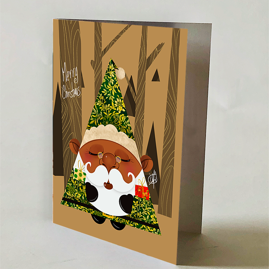 Green Santa Greeting Card