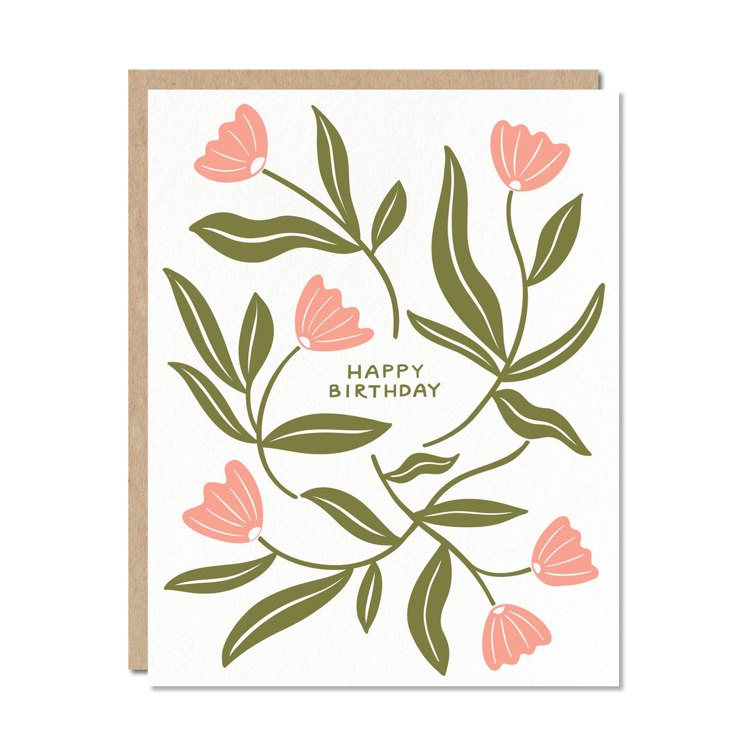Abstract Flowers Birthday stationery card