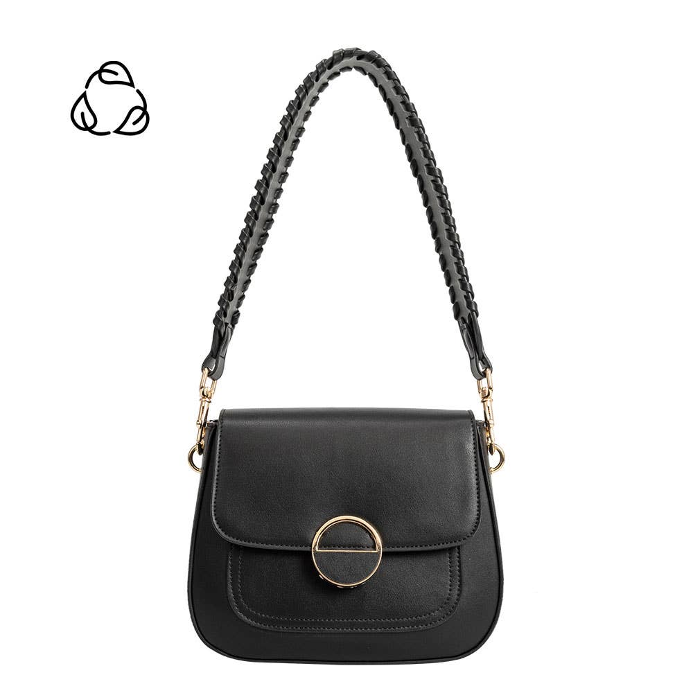 Darlene Recycled Vegan Shoulder Bag in Black