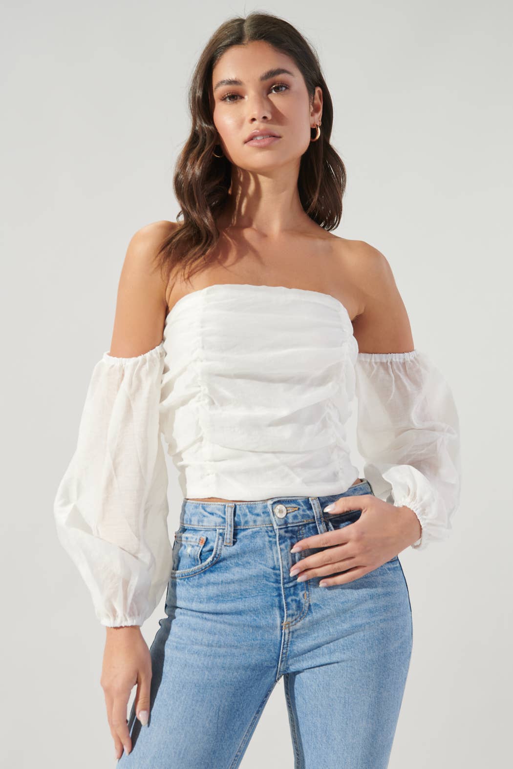 Rey Ruched Off the Shoulder Top