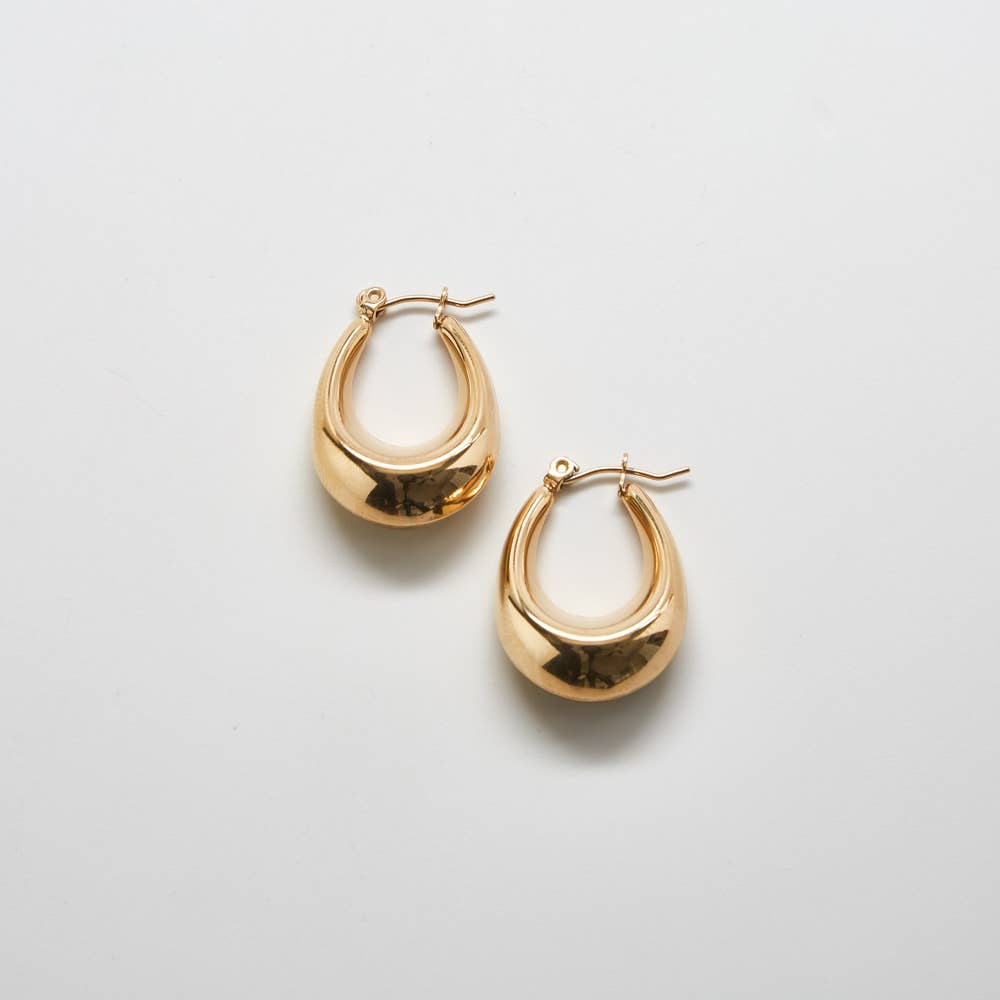 Riley Gold Oval Hoop Earrings-Admiral Row