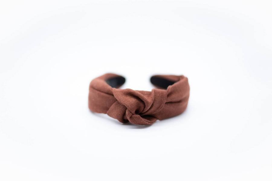 rust Linen Headband - Knotted Headband - Linen Hairband