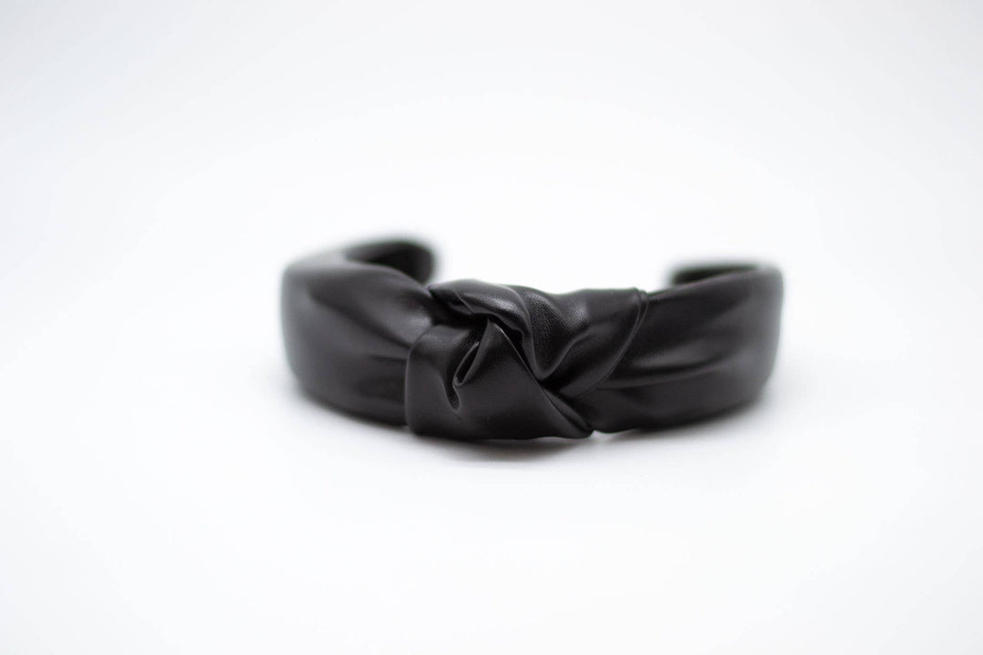 black tie knot vegan leather headband
