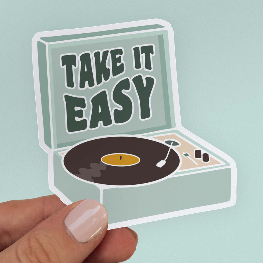 Take It Easy Quote Record Player Sticker-Just Right Design Co.