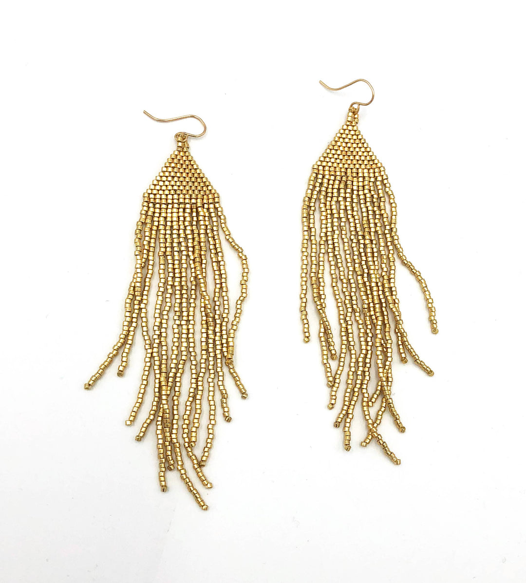 gold woven bead earrings