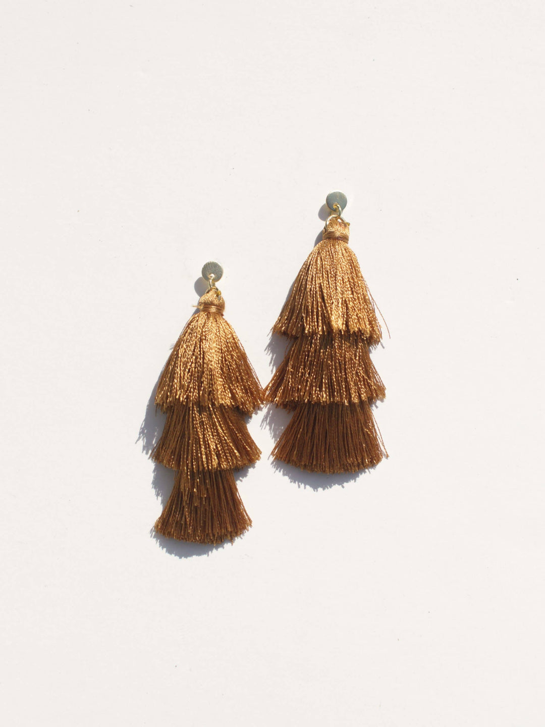 amber tiered tassel earrings