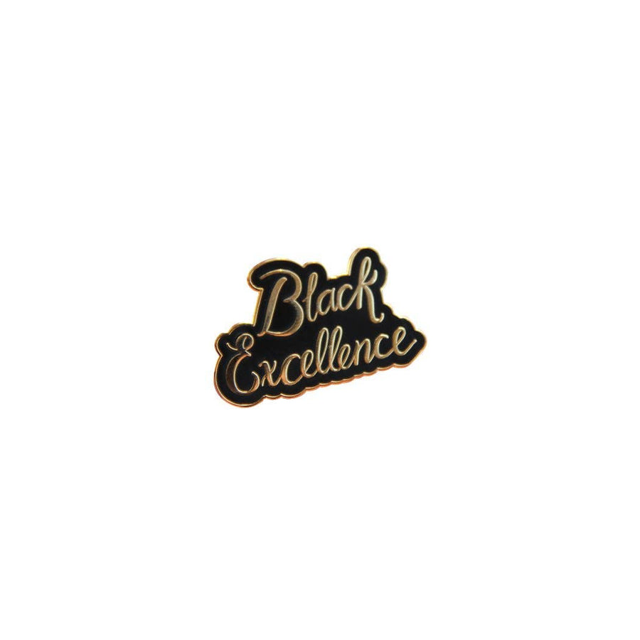 black excellence enamel pin