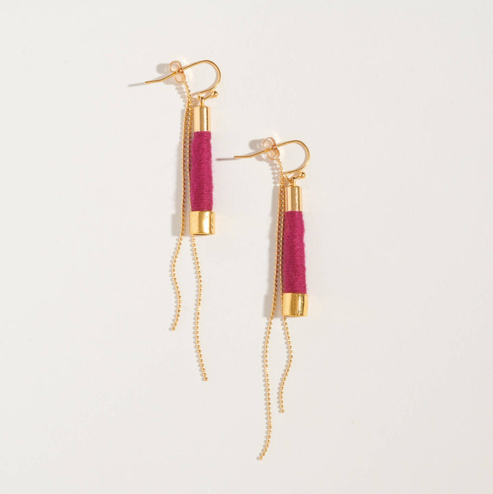 Petit Drop Earrings: Scarlet Cotton