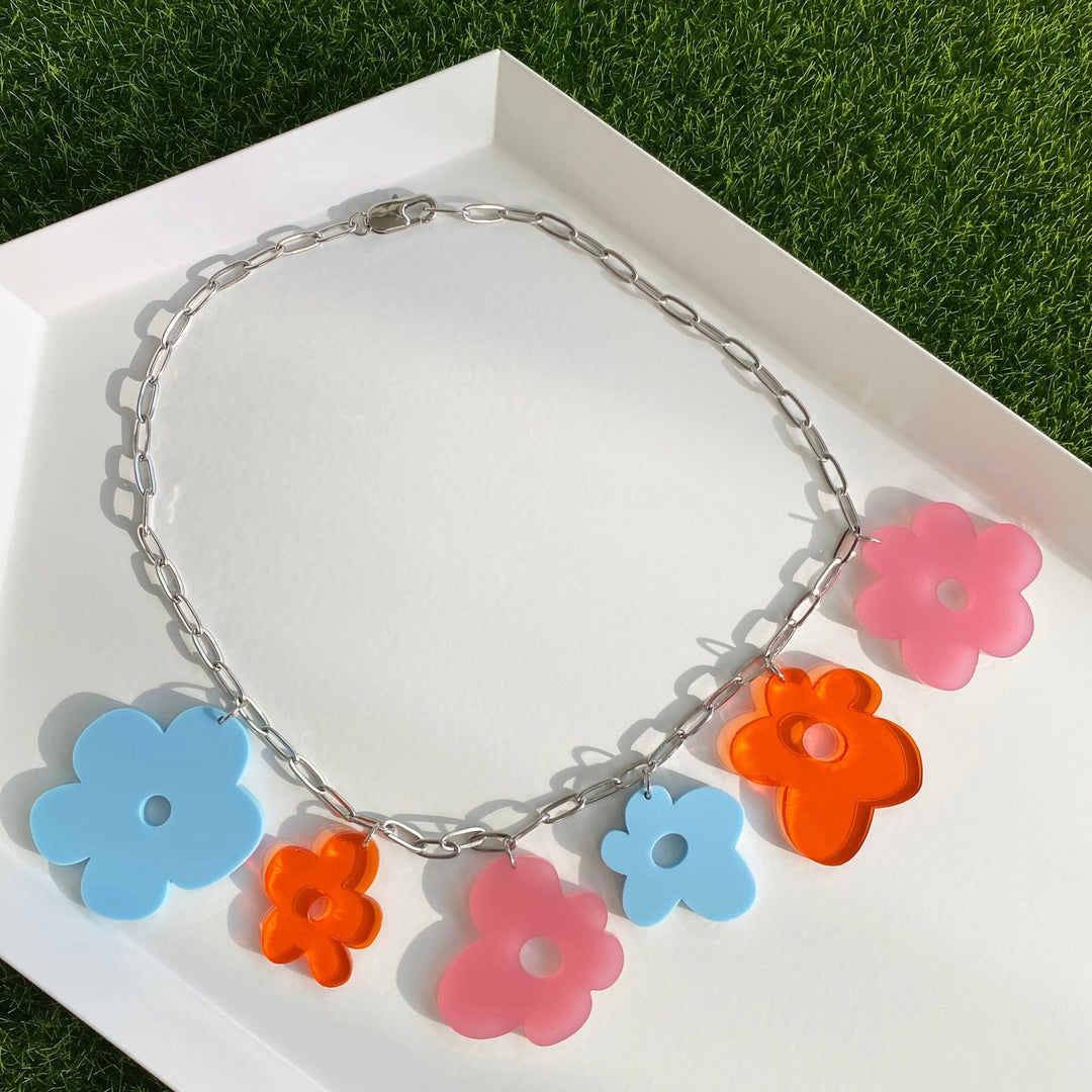 Bloom Chain Necklace | Pink, Orange, Blue