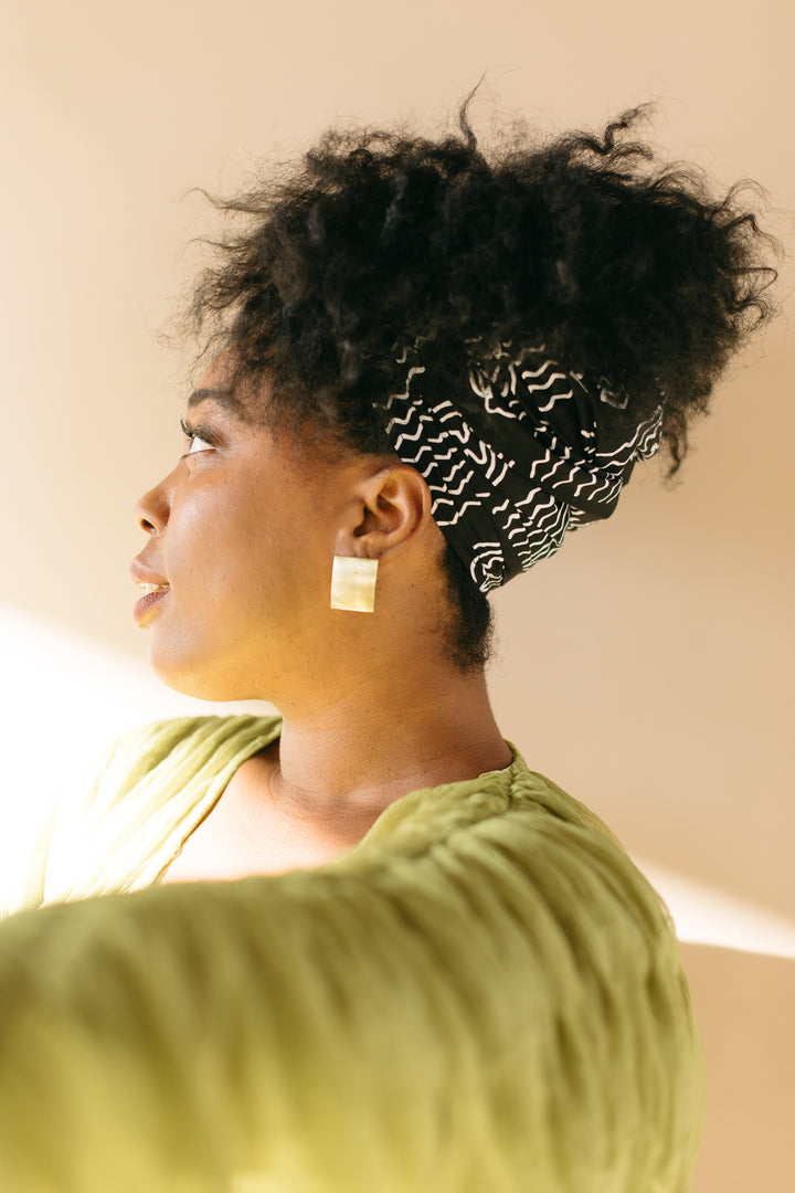 Brass Rectangle Stud Earrings