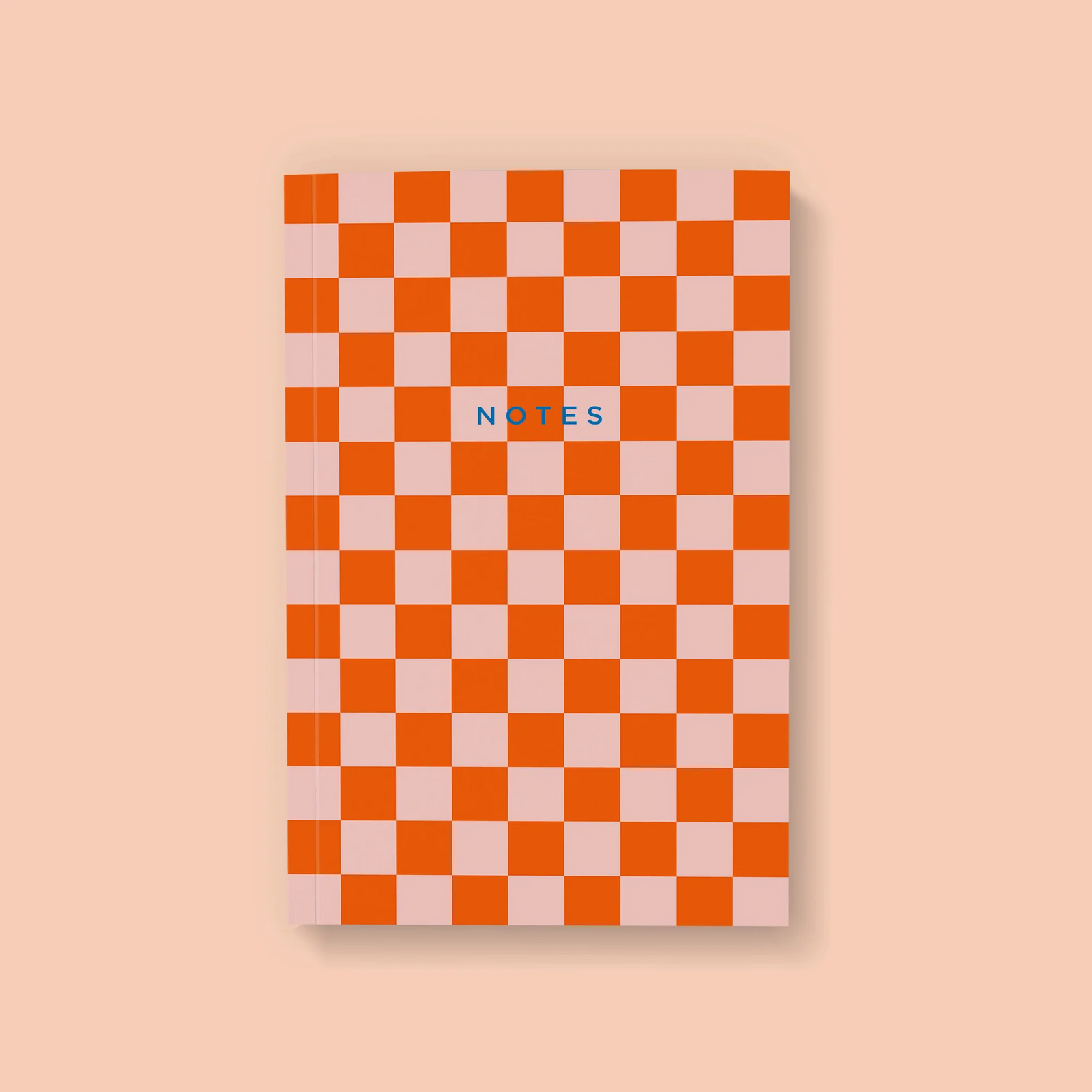 Coral Checkerboard Notebook - Lined Pages