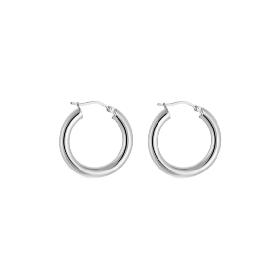 Silver Medium Thick Hoops Earrings 25mm