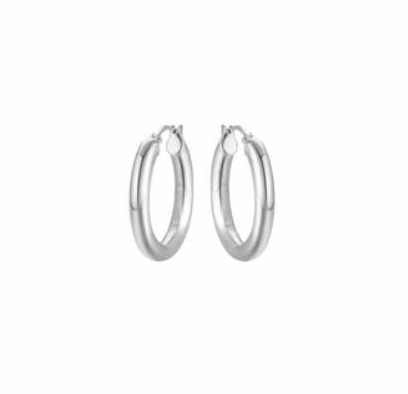 Silver Medium Thick Hoops Earrings 25mm