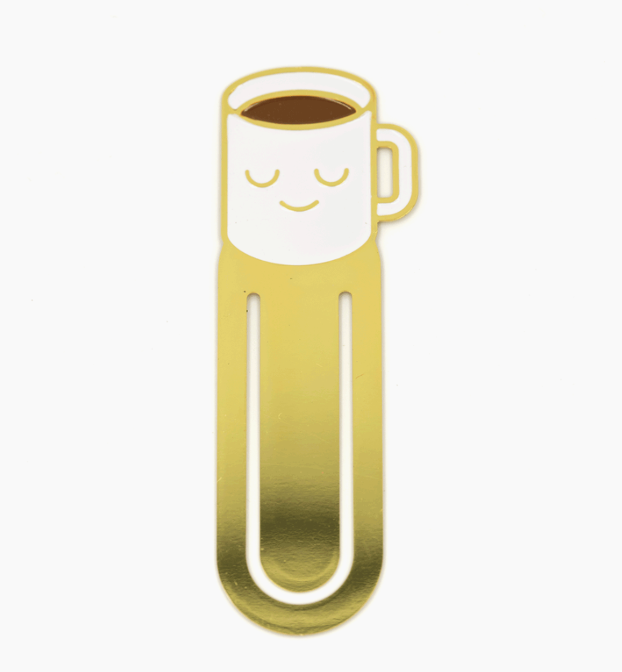 coffee mug Metal and enamel bookmark clip. Measures 2.75" tall and comes packaged on a printed card with a protective-sleeve bag.