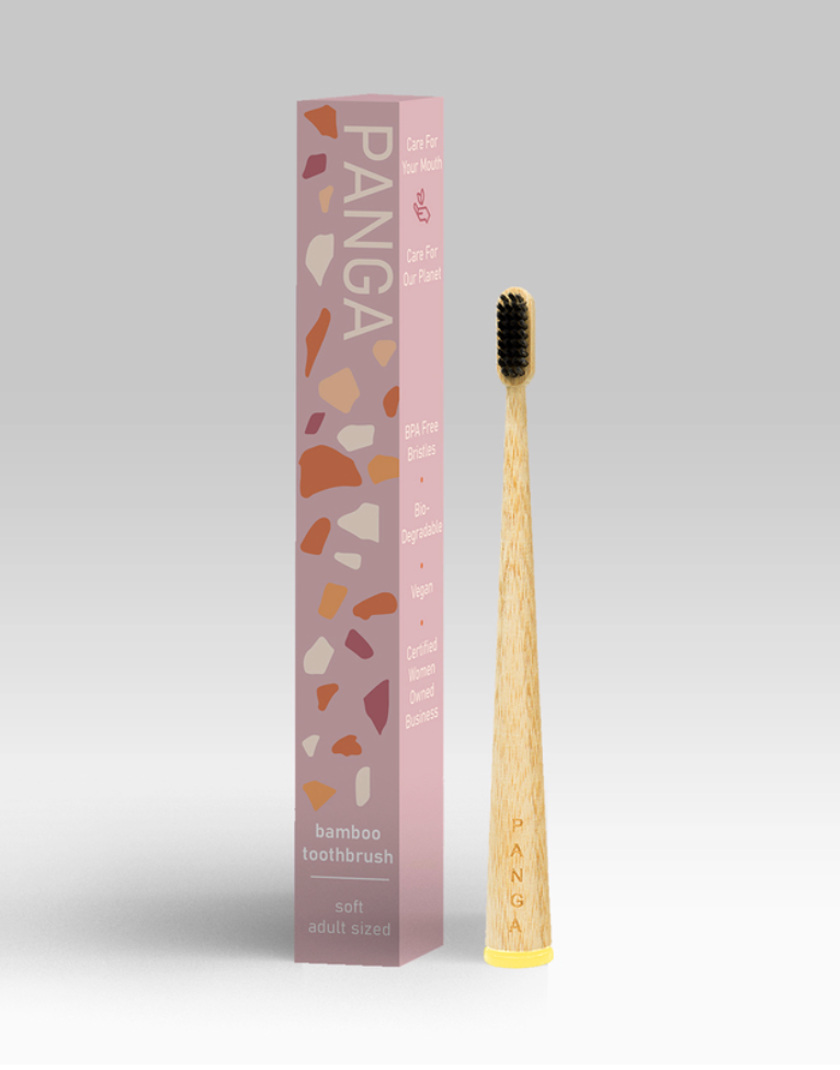 Panga Bamboo Toothbrush for Kids yellow tip