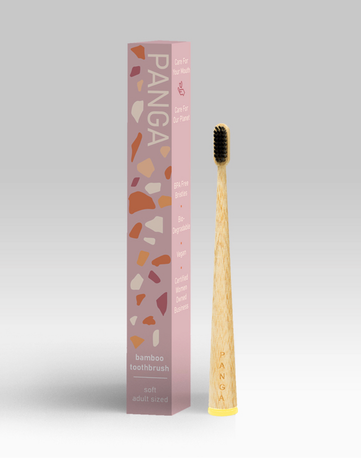 Panga Bamboo Toothbrush for Kids yellow tip