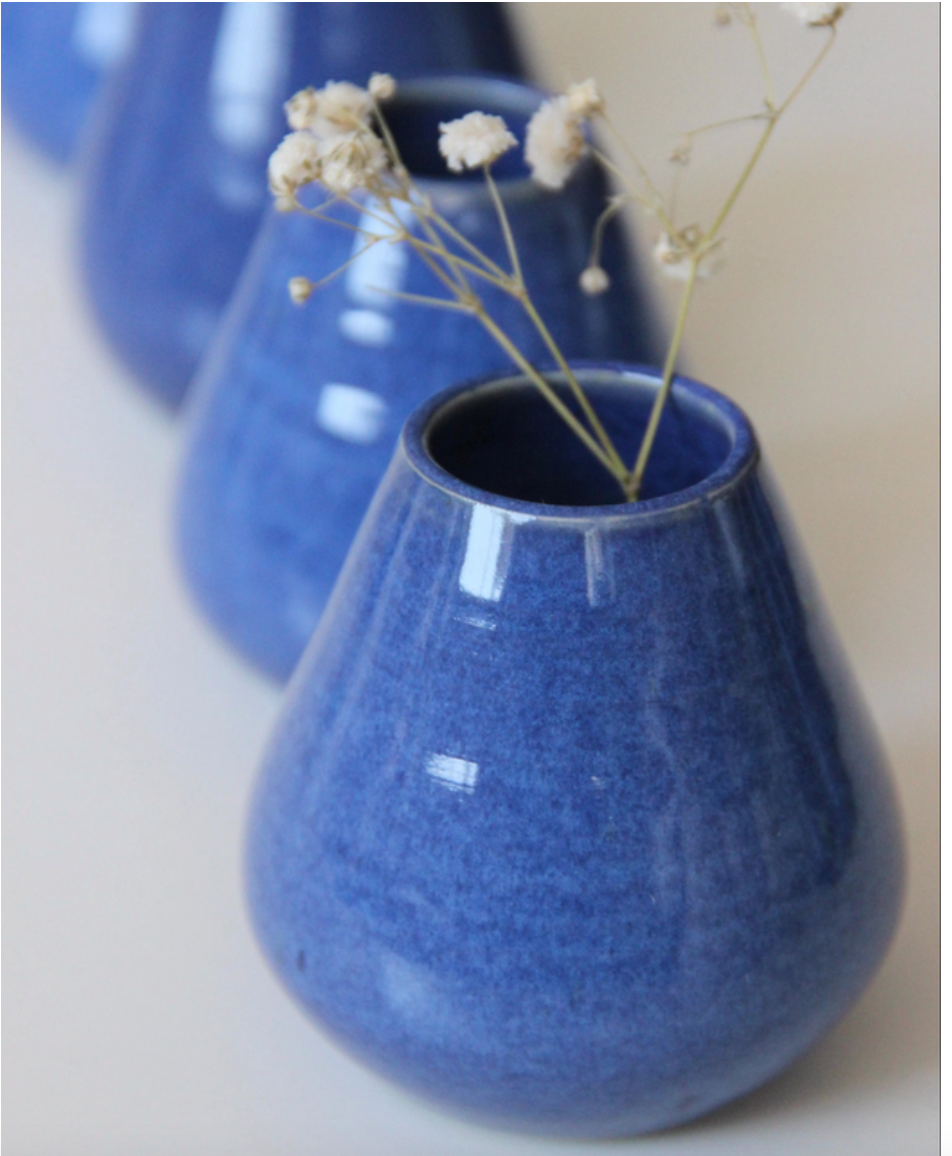 indigo ceramic bud vase