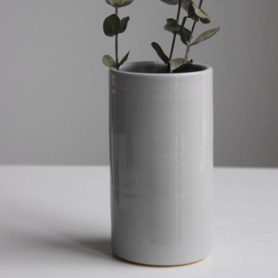 Grey Ceramic Cylindrical Vase