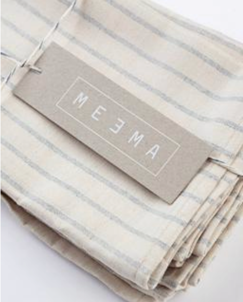 Cotton Napkins in Natural Striped : Set of 4
