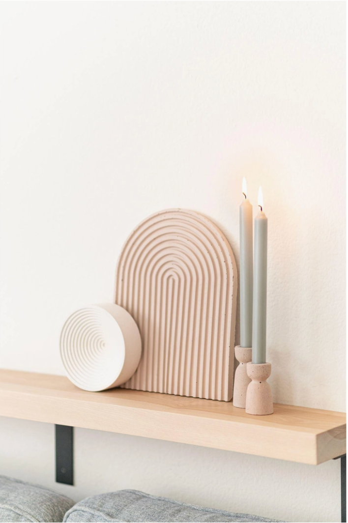fig + stone - Minimalist Tapered Candle Holders-brown neutral