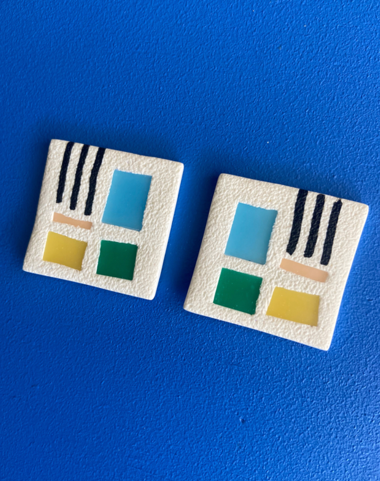 Canvas Earrings #36-Such a 4