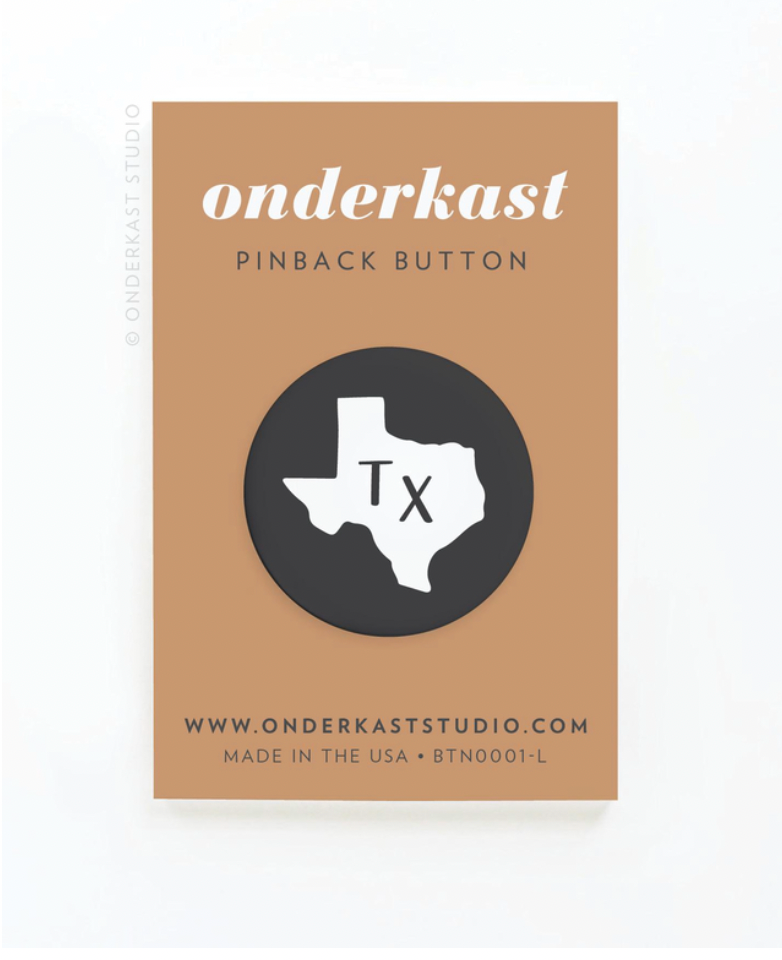 Black TX Pinback Button