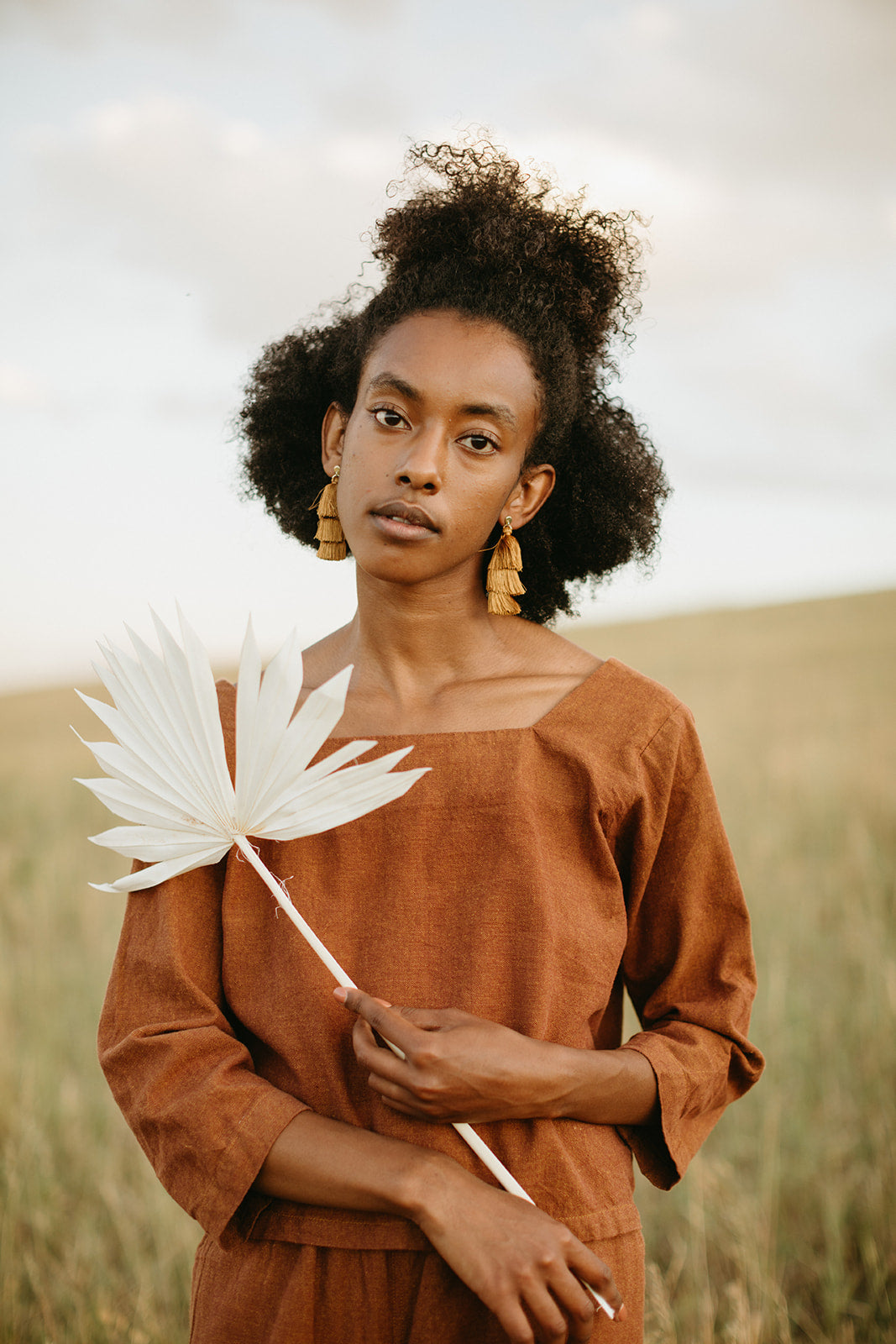 Amber Tiered Tassel Earrings