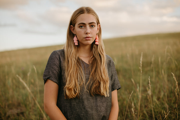 Bubblegum Tiered Tassel Earrings