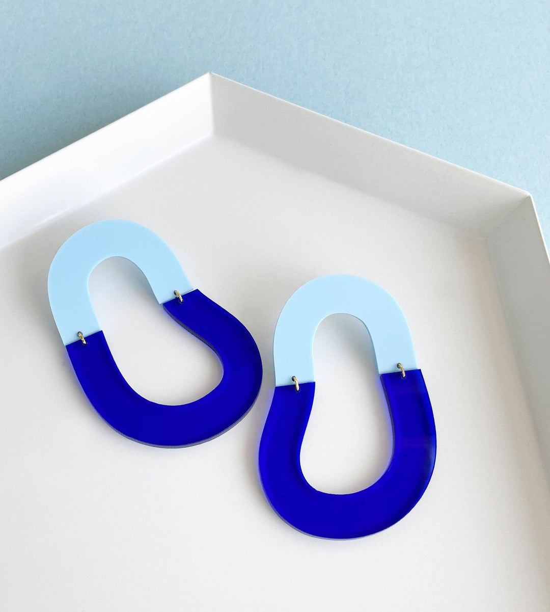  Track | Pastel Blue & Transparent Electric Blue Earrings acrylic 