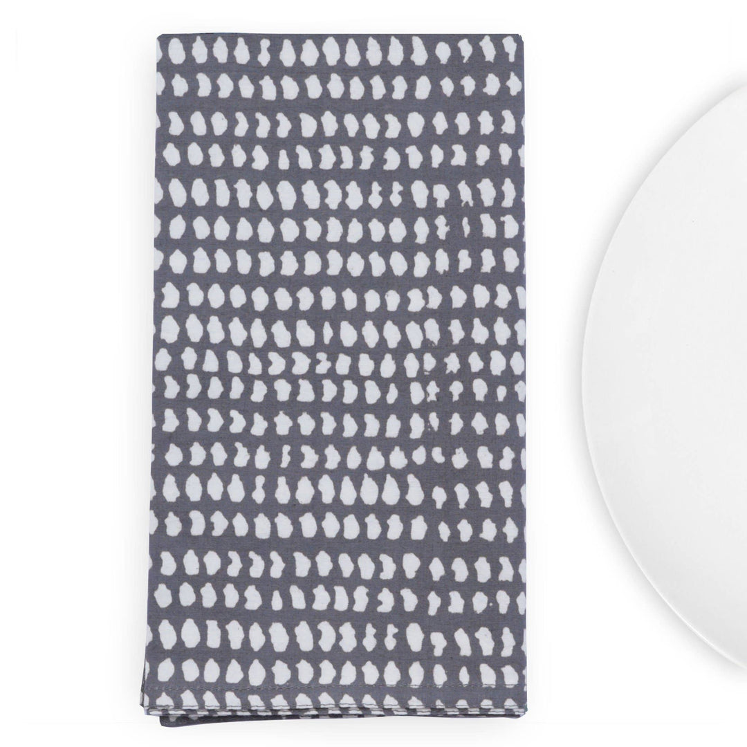 Graymarket Design - Dark Gray White Dot Napkin - Set of 4
