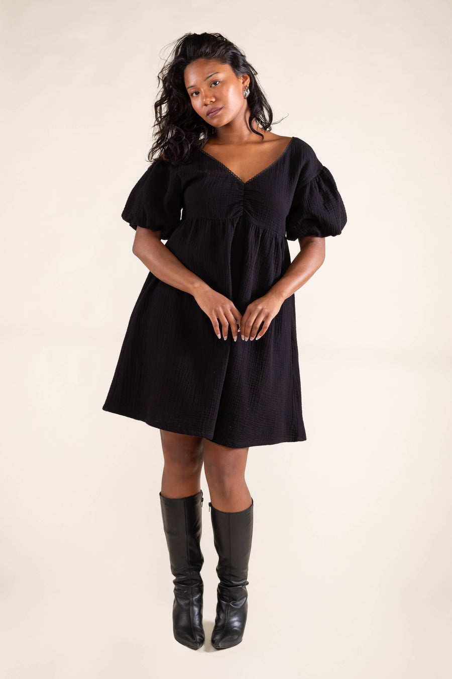 black cotton gauze dress