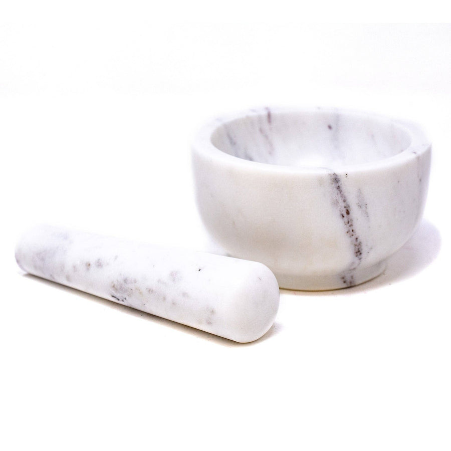 handmade white marble mortar & pestle