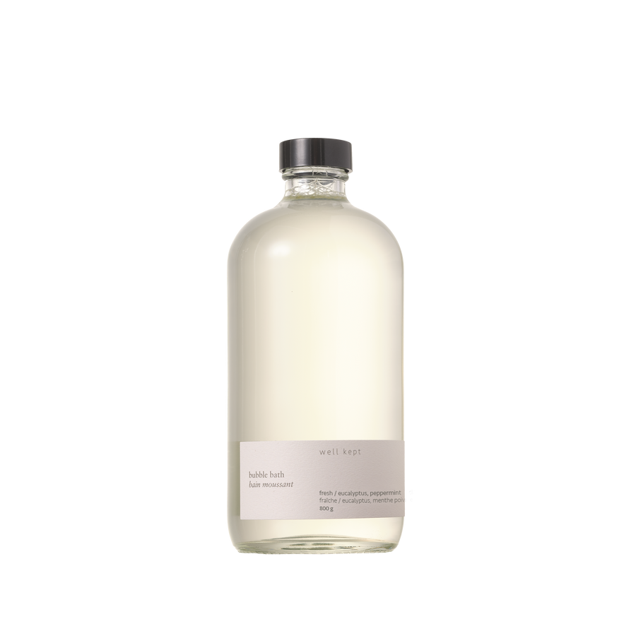 fresh  Our fresh bubble bath is scented with eucalyptus, peppermint, and clary sage essential oils
