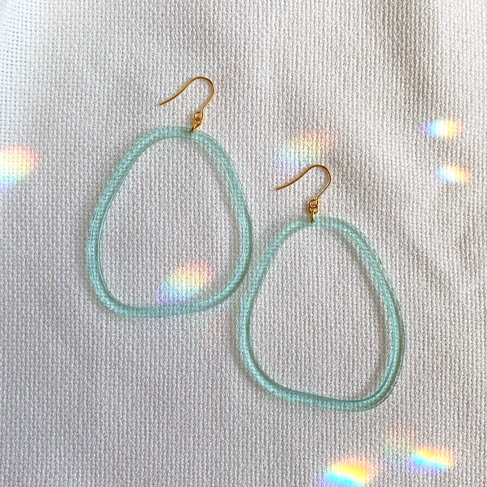 Loop Earrings, Sea Glass Green