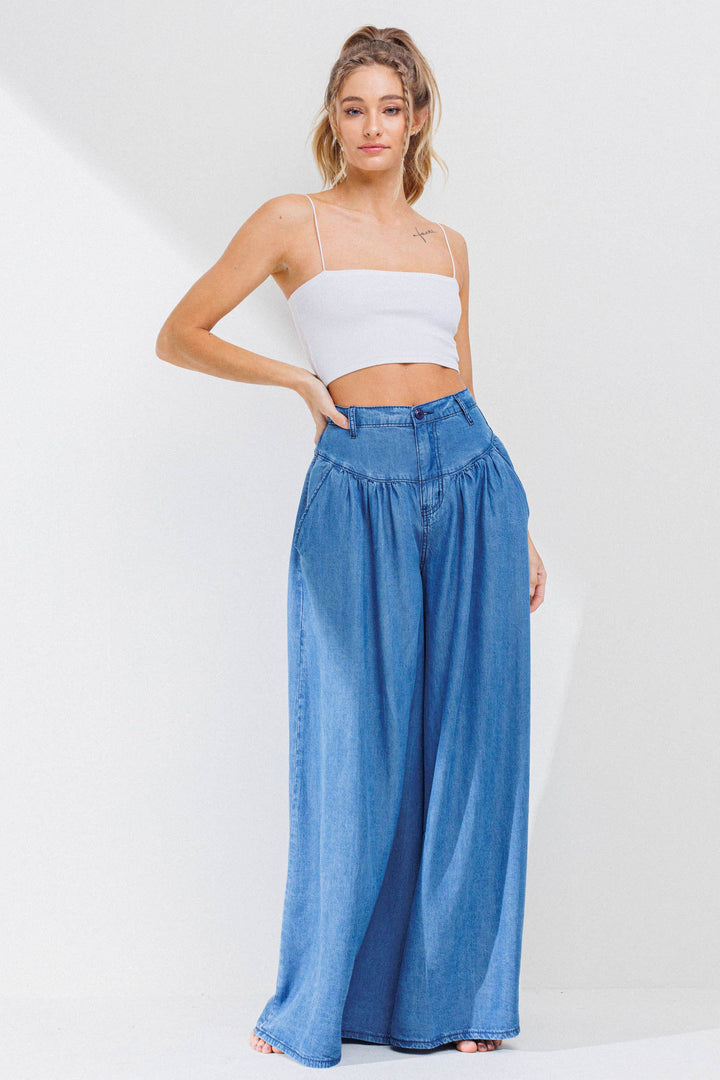 Marley Wide-leg Chambray Pants