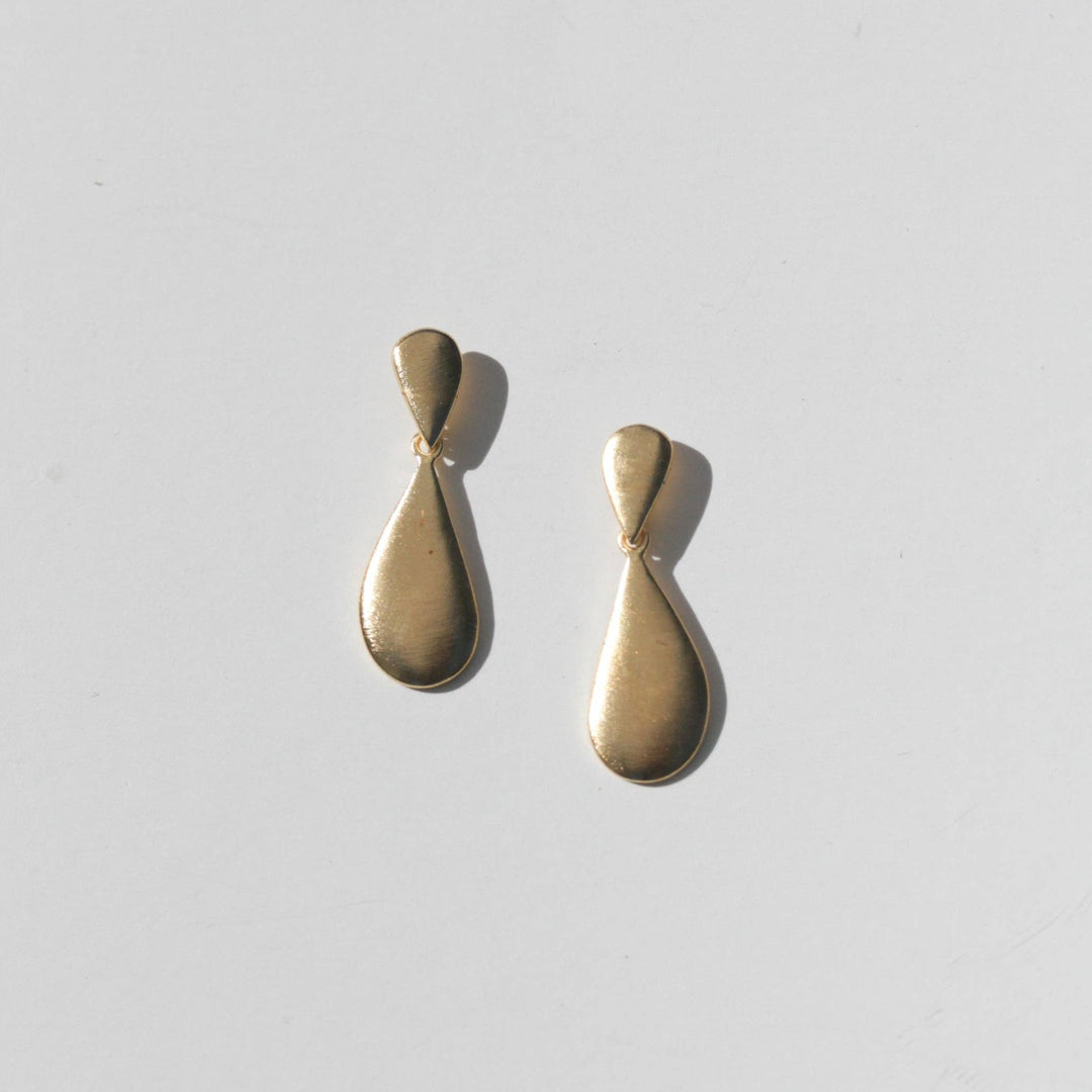 timeless teardrop brass earrings
