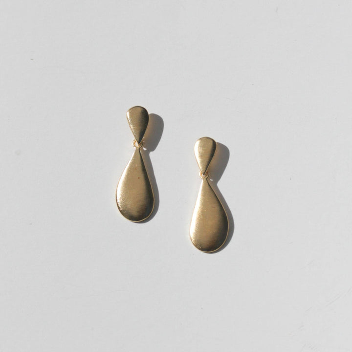 timeless teardrop brass earrings