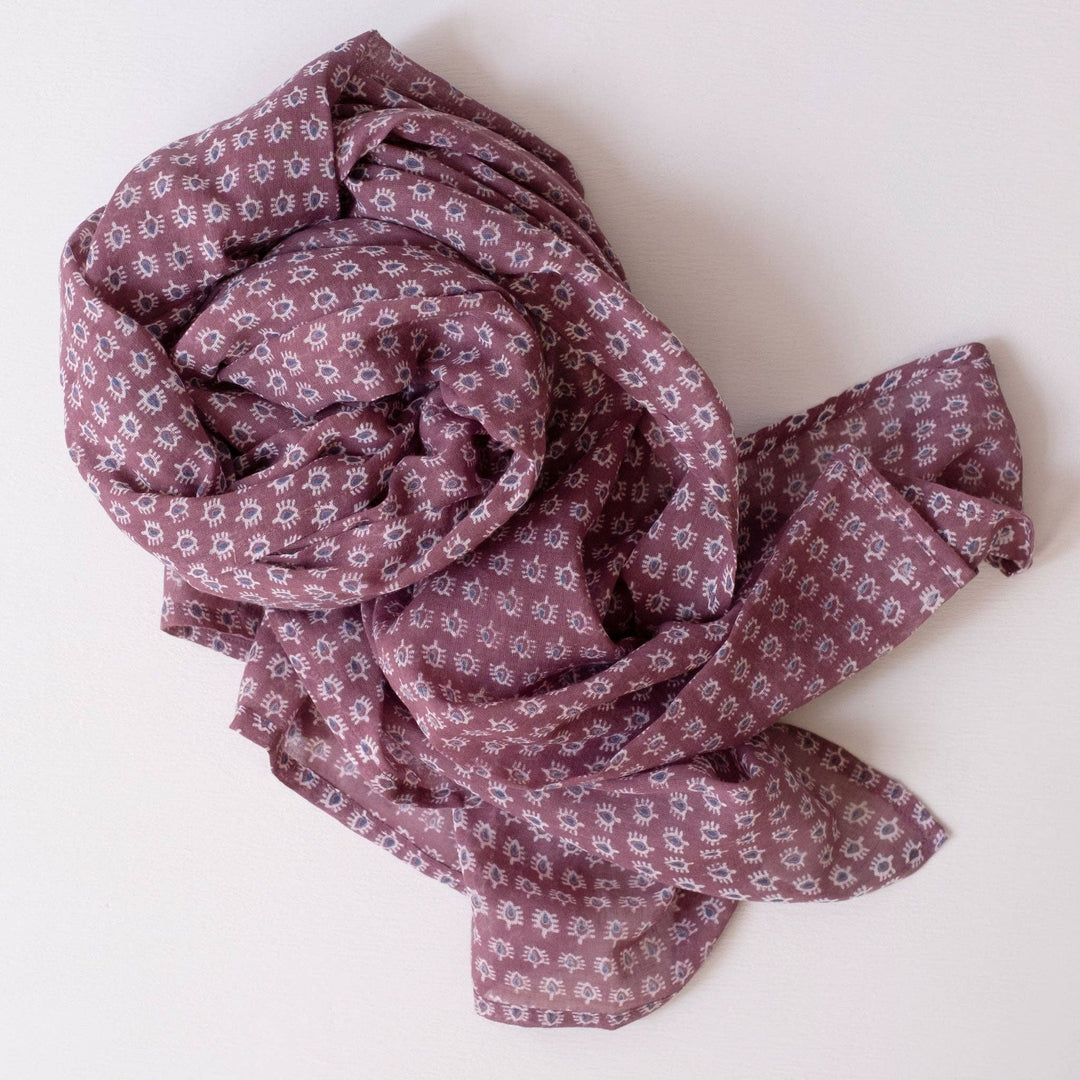 Uma Mauve Block Printed Scarf