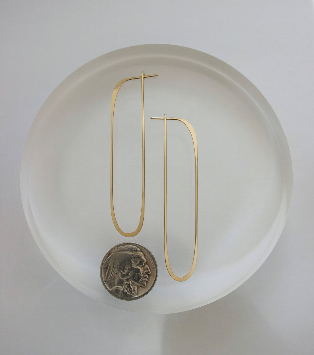 Gold Fill Long Oval Earrings-L.Greenwalt Jewelry