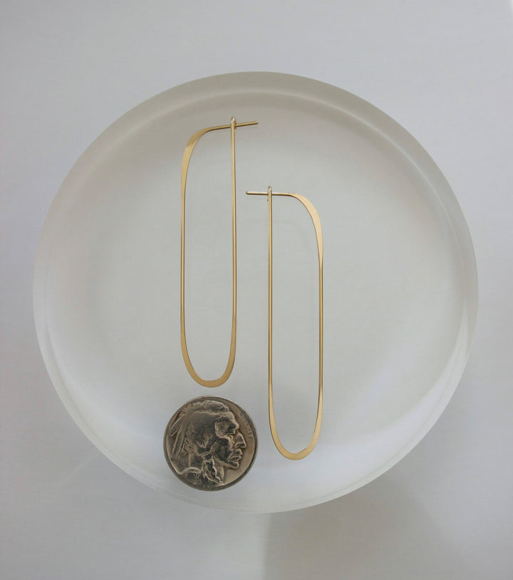 Gold Fill Long Oval Earrings-L.Greenwalt Jewelry