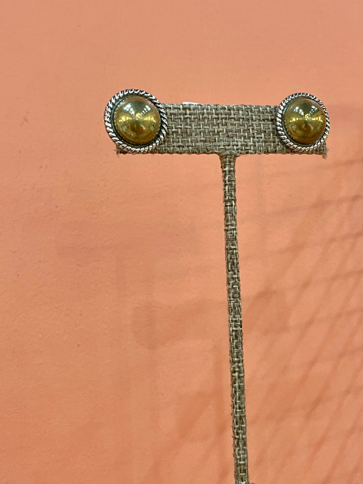 Sterling Silver + Metal Stud Earrings