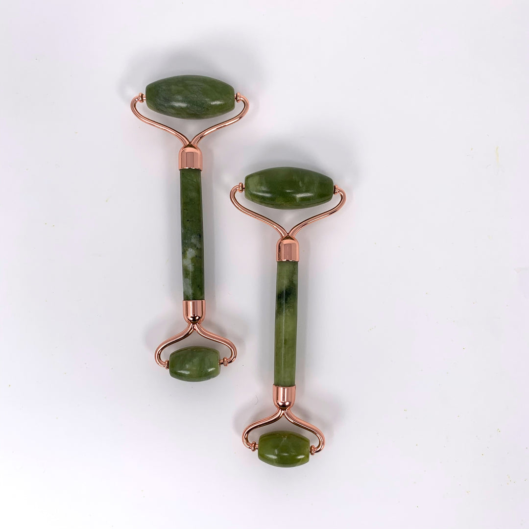 Jade Gemstone Rose Gold Facial Roller - New Origin Shop 