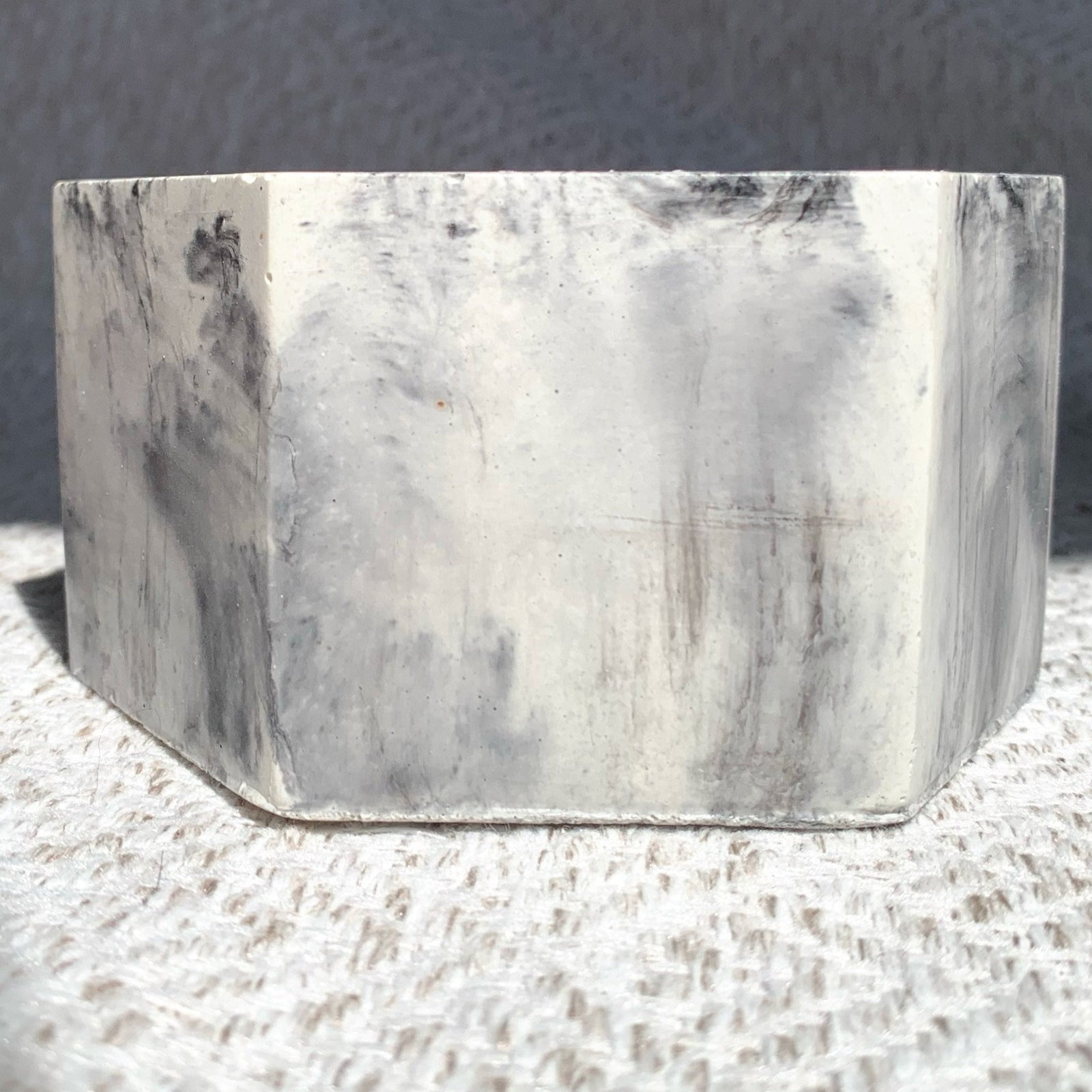 Black swirl hexagon cement planter home decor