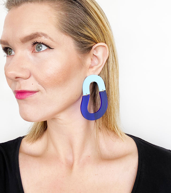 Track | Pastel Blue & Transparent Electric Blue Earrings